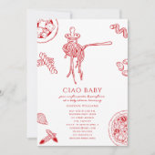 Invitation Ciao Pasta & Pacifiers Fête de Naissance Italienne (Devant)