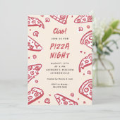 Invitation Ciao Red Main Dessinée Soirée Pizza (Debout devant)