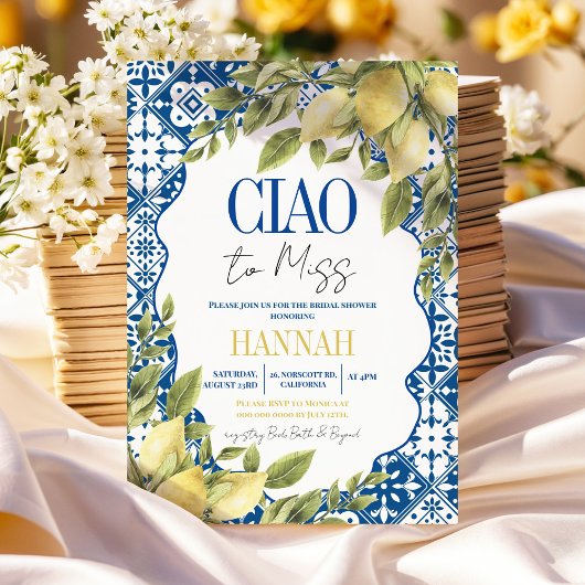 Invitation Ciao to Miss Fête des mariées de citron italien