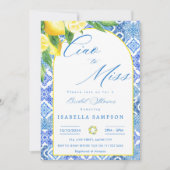 Invitation Ciao to Miss Lemon Blue Tiles Italie Fête des mari (Devant)