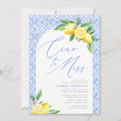 Invitation Ciao to Miss Lemon Italian Blue Tile Bridal Shower (Devant)