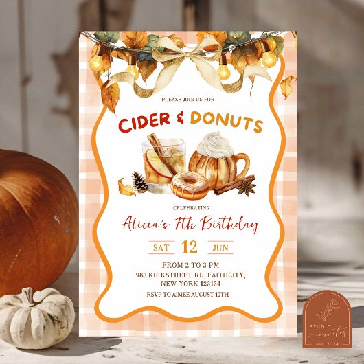 Invitation Cidre et beignets de Plaid d'Orange - Anniversaire
