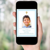 Invitation Ciel blanc bleu arche photo garçon Première commun