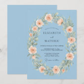 Invitation Ciel Bleu Céleste Botanique Mariage (Devant / Derrière)