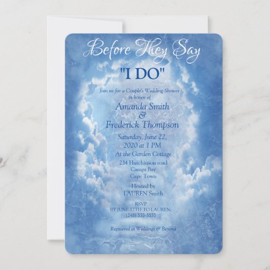 Invitation Ciel bleu clair avec Wedding shower nuages (Devant)