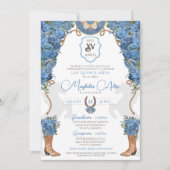 Invitation Ciel bleu clair Floral Ouest Charro Quinceañera (Devant)