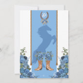 Invitation Ciel bleu clair Floral Ouest Charro Quinceañera (Dos)