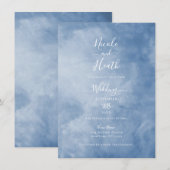 Invitation Ciel bleu et blanc Nuages Céleste Mariage  (Devant / Derrière)