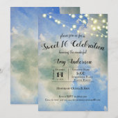 Invitation Ciel bleu et nuages blancs | Sweet 16 anniversaire (Devant / Derrière)