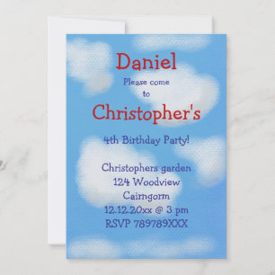 Invitation Ciel bleu et nuages moelleux Anniversaire