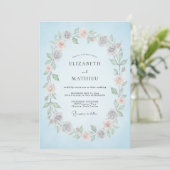 Invitation Ciel Bleu Fleur Romance Mariage (Debout devant)