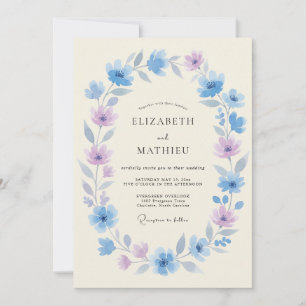 Invitation Ciel Bleu Floraison Laurier Mariage
