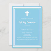 Invitation Ciel bleu garçon Première communion sainte (Devant)