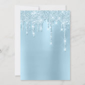 Invitation Ciel bleu gris argenté effet paillettes goutte ann (Dos)