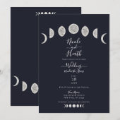 Invitation Ciel bleu nocturne phases de lune soirée de mariag (Devant / Derrière)