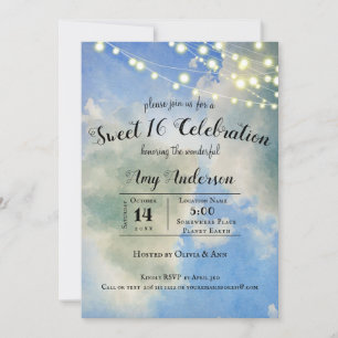 Invitation Ciel Bleu & Nuages Blancs 16 ans Anniversaire