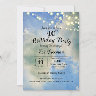 Invitation Ciel Bleu & Nuages Blancs 40e Anniversaire Bleu