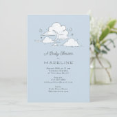 Invitation Ciel céleste Baby shower bleu clair (Debout devant)
