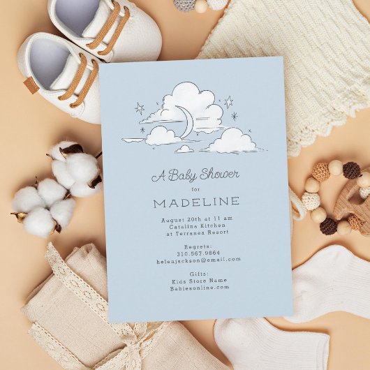 Invitation Ciel céleste Baby shower bleu clair