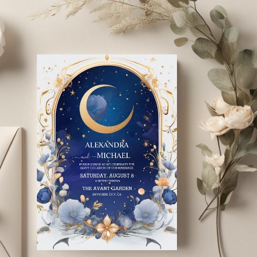 Invitation Ciel Céleste De Nuit Avec Cadre Mariage traditionn