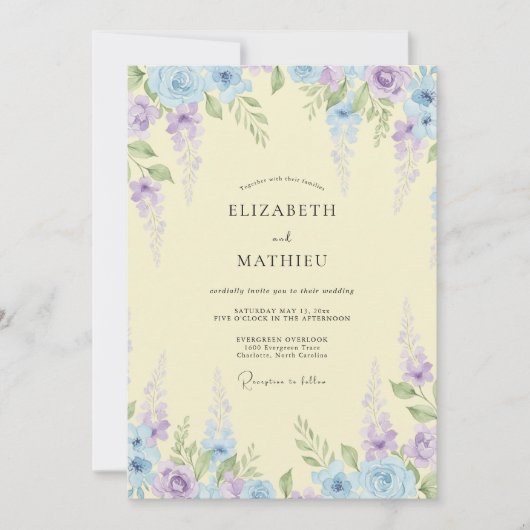 Invitation Ciel de Crème Mariage Wisteria Céleste (Devant)