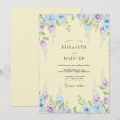 Invitation Ciel de Crème Mariage Wisteria Céleste (Devant / Derrière)