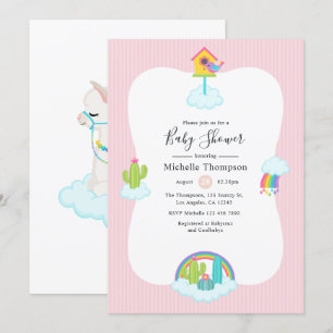 Invitation Ciel de Lama Mignon Baby Shower