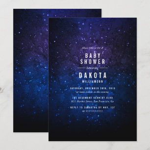 Invitation Ciel de minuit et étoiles brillantes   Baby shower