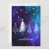 Invitation Ciel de Noël, Bleu, Blanc, Étoiles, Fête (Devant)