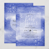 Invitation Ciel de nuit Galaxy Baby shower cosmique bleu (Devant / Derrière)