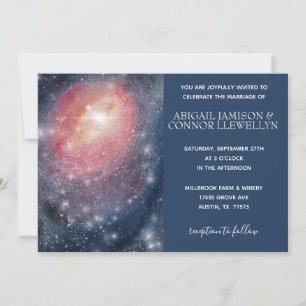 Invitation Ciel de nuit moderne Galaxy bleu violet Mariage ro