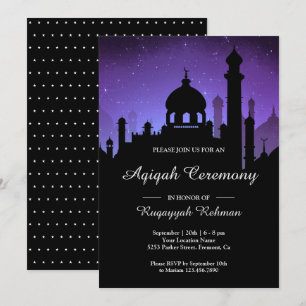 Invitation Ciel de nuit pourpre Nuits arabes Aqiqah