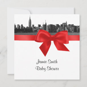 Invitation Ciel de NYC large en noir et blanc Baby Shower SQ