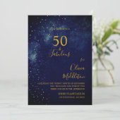 Invitation Ciel de soirée 50e anniversaire Astral Or Étoiles  (Debout devant)
