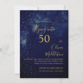 Invitation Ciel de soirée d'anniversaire 50 ans Astral Or Éto (Devant)