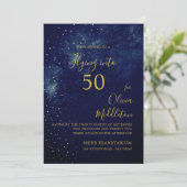 Invitation Ciel de soirée d'anniversaire 50 ans Astral Or Éto (Debout devant)