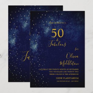 Invitation Ciel de soirée pour 50e anniversaire Astral Or Eto