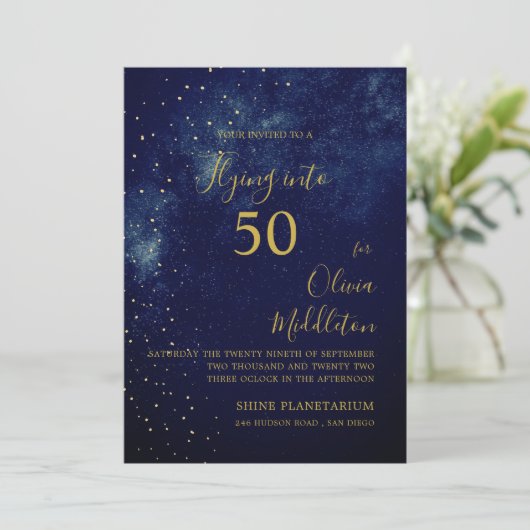 Invitation Ciel de soirée pour 50e anniversaire Astral Or Éto (Debout devant)