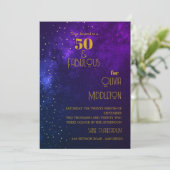 Invitation Ciel de soirée pour 50e anniversaire en or astral  (Debout devant)
