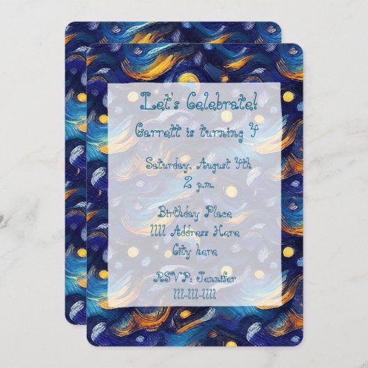 Invitation Ciel des étoiles (Devant / Derrière)