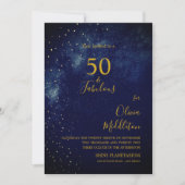 Invitation Ciel du soir d'anniversaire 50 ans Astral Gold Sta (Devant)