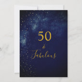 Invitation Ciel du soir d'anniversaire 50 ans Astral Gold Sta (Dos)