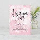 Invitation Ciel envoyé | Baby shower | Rose (Debout devant)