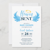 Invitation Ciel envoyé Blue Angel ailes Baby shower (Devant)