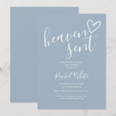 Invitation Ciel envoyé Coeur Dusty Blue Boy Baby shower (Devant / Derrière)