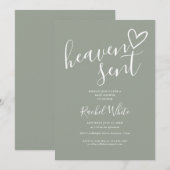 Invitation Ciel envoyé Sage Vert Genre Neutre Baby shower (Devant / Derrière)