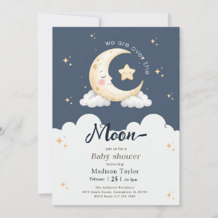 Invitation Ciel Étoilé Mystique de Nuit de Lune Baby Shower