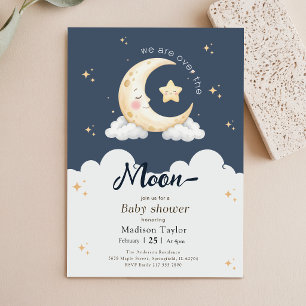 Invitation Ciel Étoilé Mystique de Nuit de Lune Baby Shower