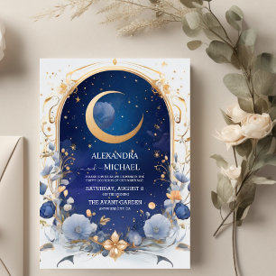 Invitation Ciel Nocturne Céleste avec Cadre Mariage Tradition