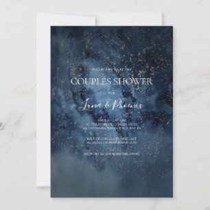 Invitation Ciel nocturne céleste Douche Couples Or